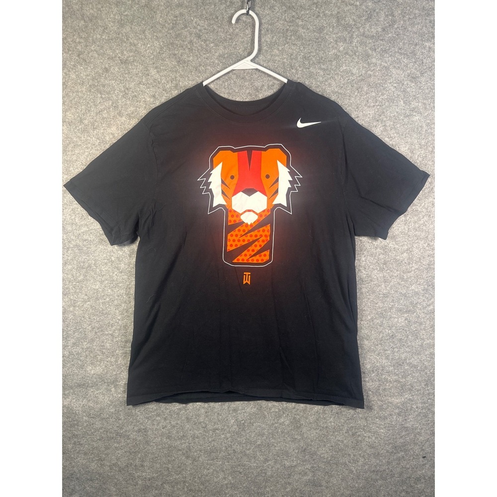 Nike Tiger Graphic T Shirt Black Mens Short Sleeve Athletic Tee Large